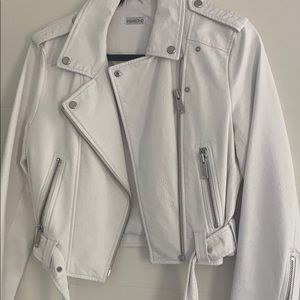 White faux leather crop jacket